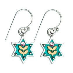 Flower Blue Star of David Earrings by Ester Shahaf | Earrings