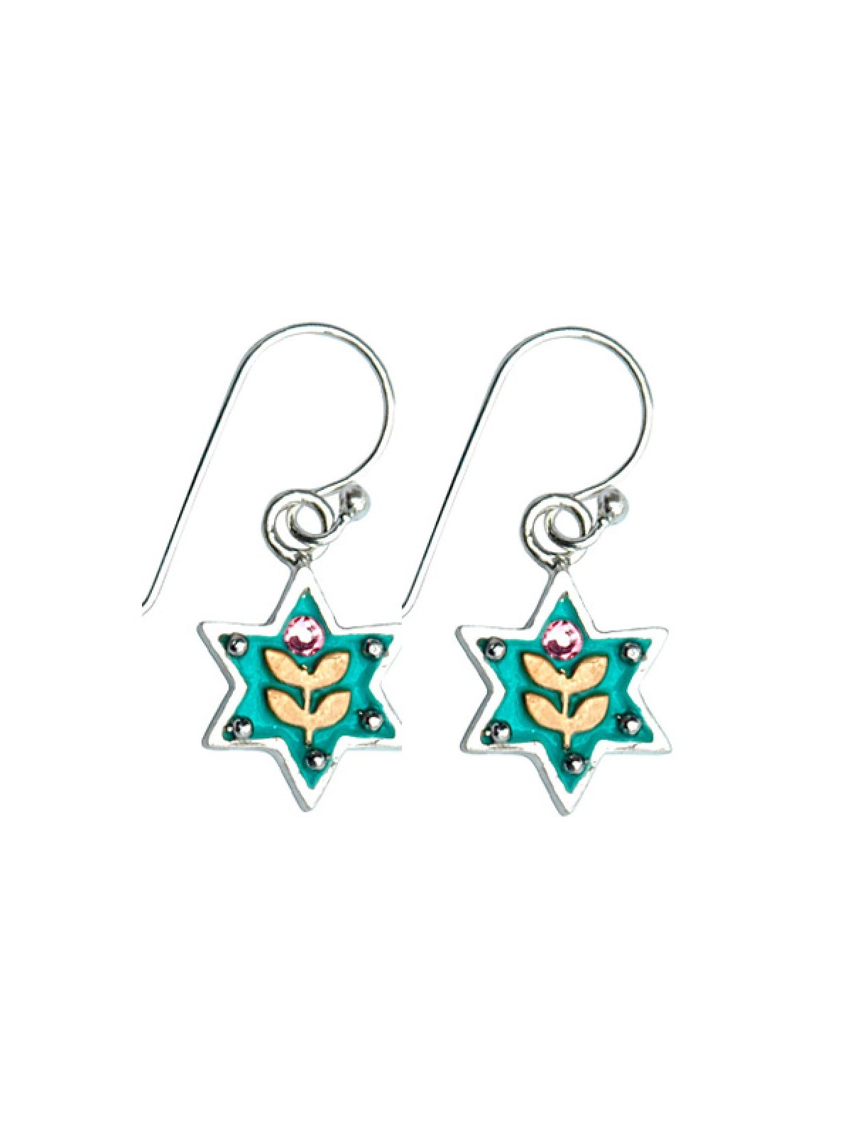 Flower Blue Star of David Earrings by Ester Shahaf | Earrings