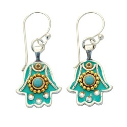 Blue Hamsa Earrings by Ester Shahaf | Earrings