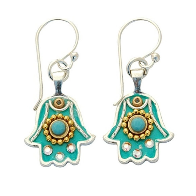 Blue Hamsa Earrings by Ester Shahaf | Earrings
