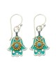 Blue Hamsa Earrings by Ester Shahaf | Earrings