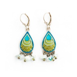 Blue Green Oriental Earrings by Ester S... | Earrings by Esther Shahaf