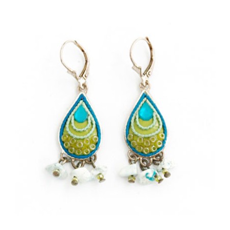 Blue Green Oriental Earrings by Ester S... | Earrings by Esther Shahaf