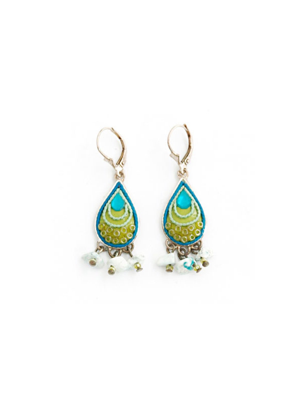 Blue Green Oriental Earrings by Ester S... | Earrings by Esther Shahaf