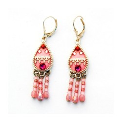 Pink Oriental Earrings by Ester Shahaf | Earrings by Esther Shahaf