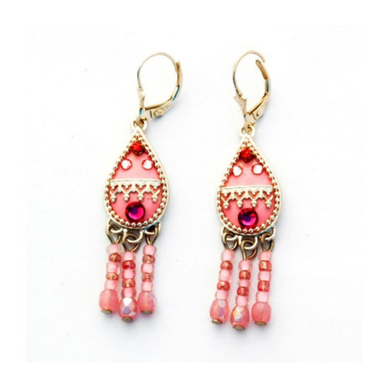 Pink Oriental Earrings by Ester Shahaf | Earrings by Esther Shahaf
