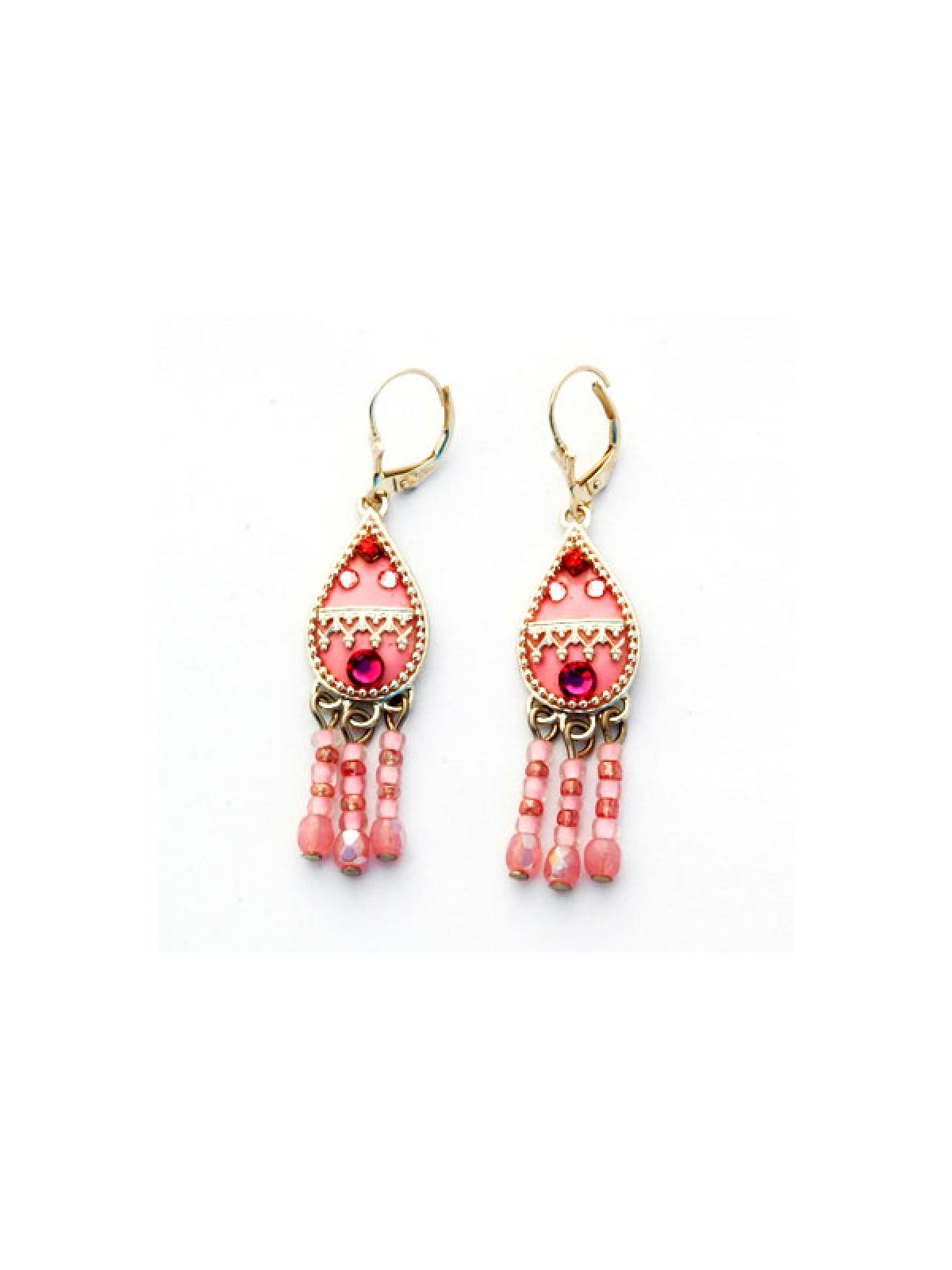 Pink Oriental Earrings by Ester Shahaf | Earrings by Esther Shahaf
