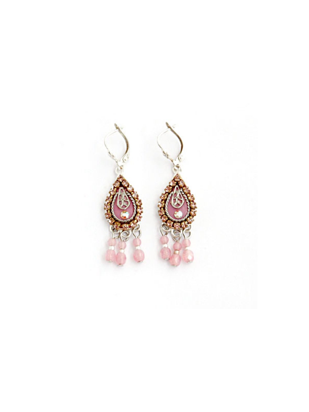 Pink Bead Oriental Earrings by Ester Sh... | Earrings by Esther Shahaf