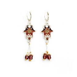 Autumn Shades Hamsa Dangle Earrings by Ester Shahaf | Earrings