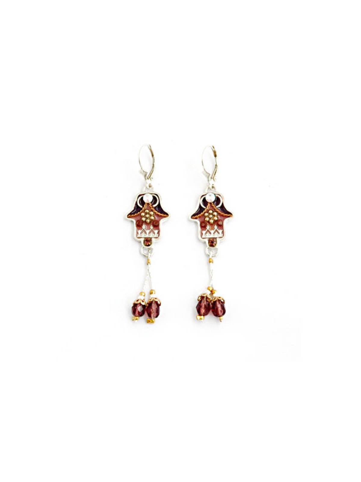 Autumn Shades Hamsa Dangle Earrings by Ester Shahaf | Earrings