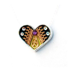 Shahaf Heart Necklace in Green and Gold | Necklaces by Esther Shahaf