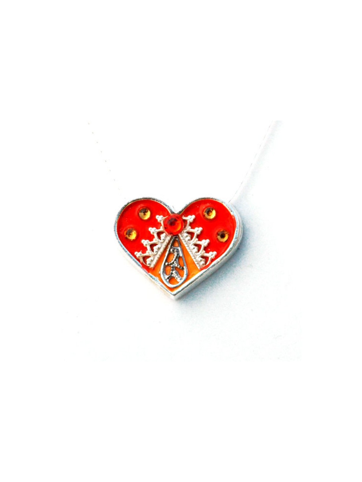Silver Heart Necklace in Orange and Re... | Necklaces by Esther Shahaf
