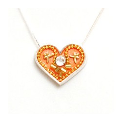 Silver Heart Necklace in Peach by Este... | Necklaces by Esther Shahaf