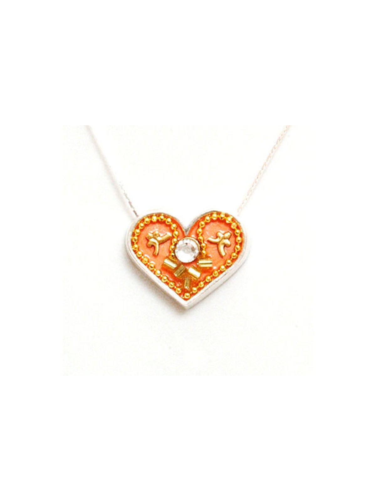 Silver Heart Necklace in Peach by Este... | Necklaces by Esther Shahaf