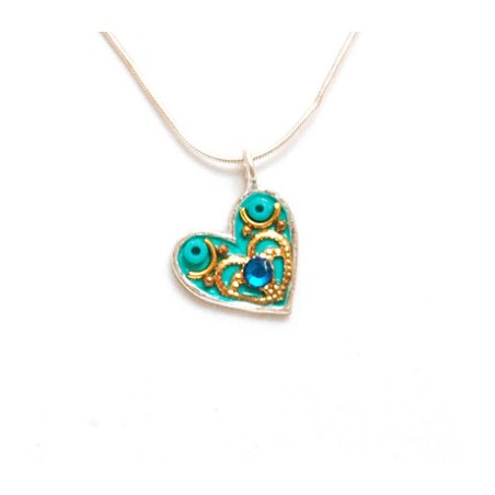 Heart Necklace in Turquoise by Ester S... | Necklaces by Esther Shahaf