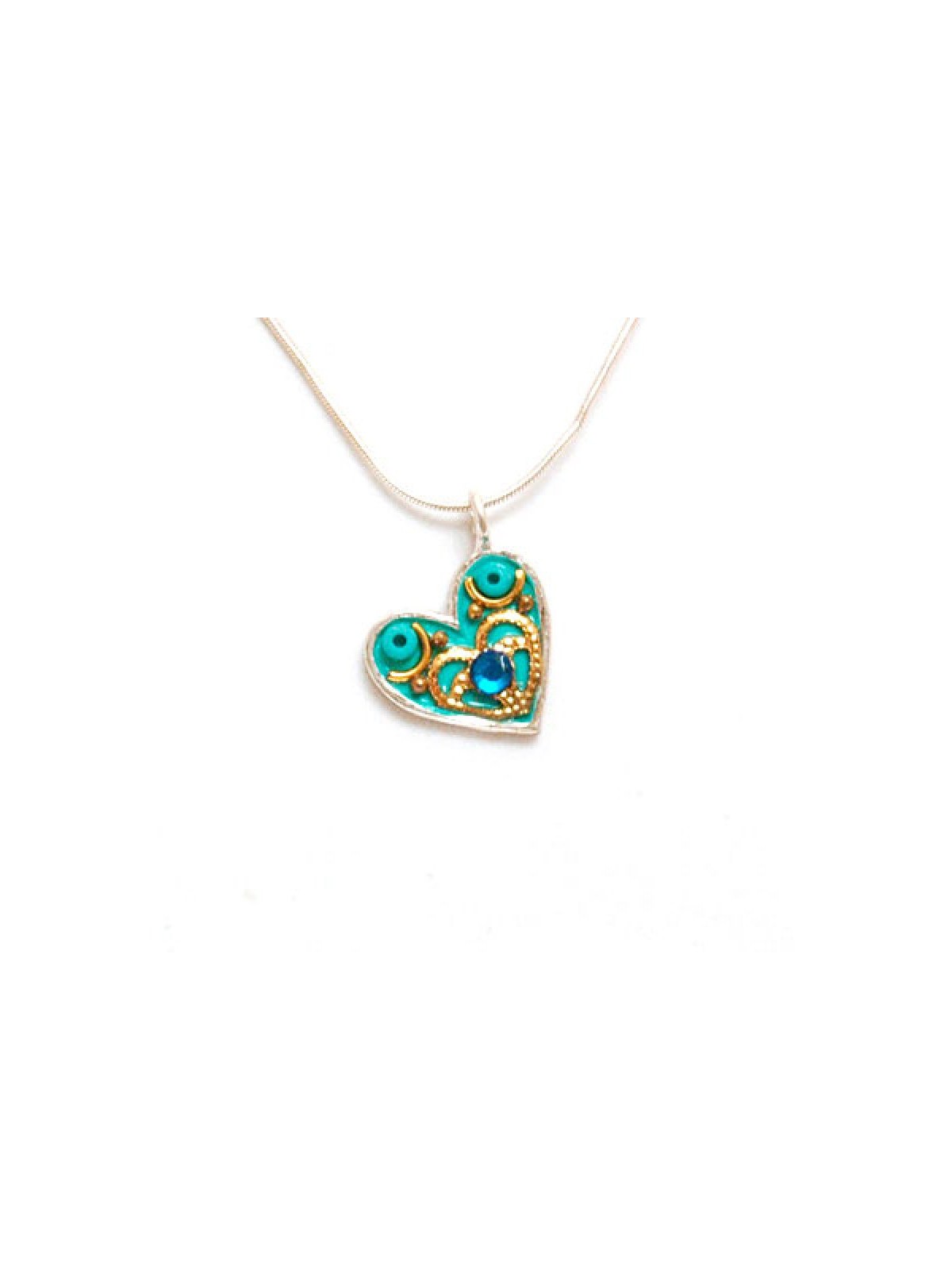 Heart Necklace in Turquoise by Ester S... | Necklaces by Esther Shahaf