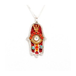 Ruby Red Hamsa Necklace by Ester Shahaf | Hamsa Necklace