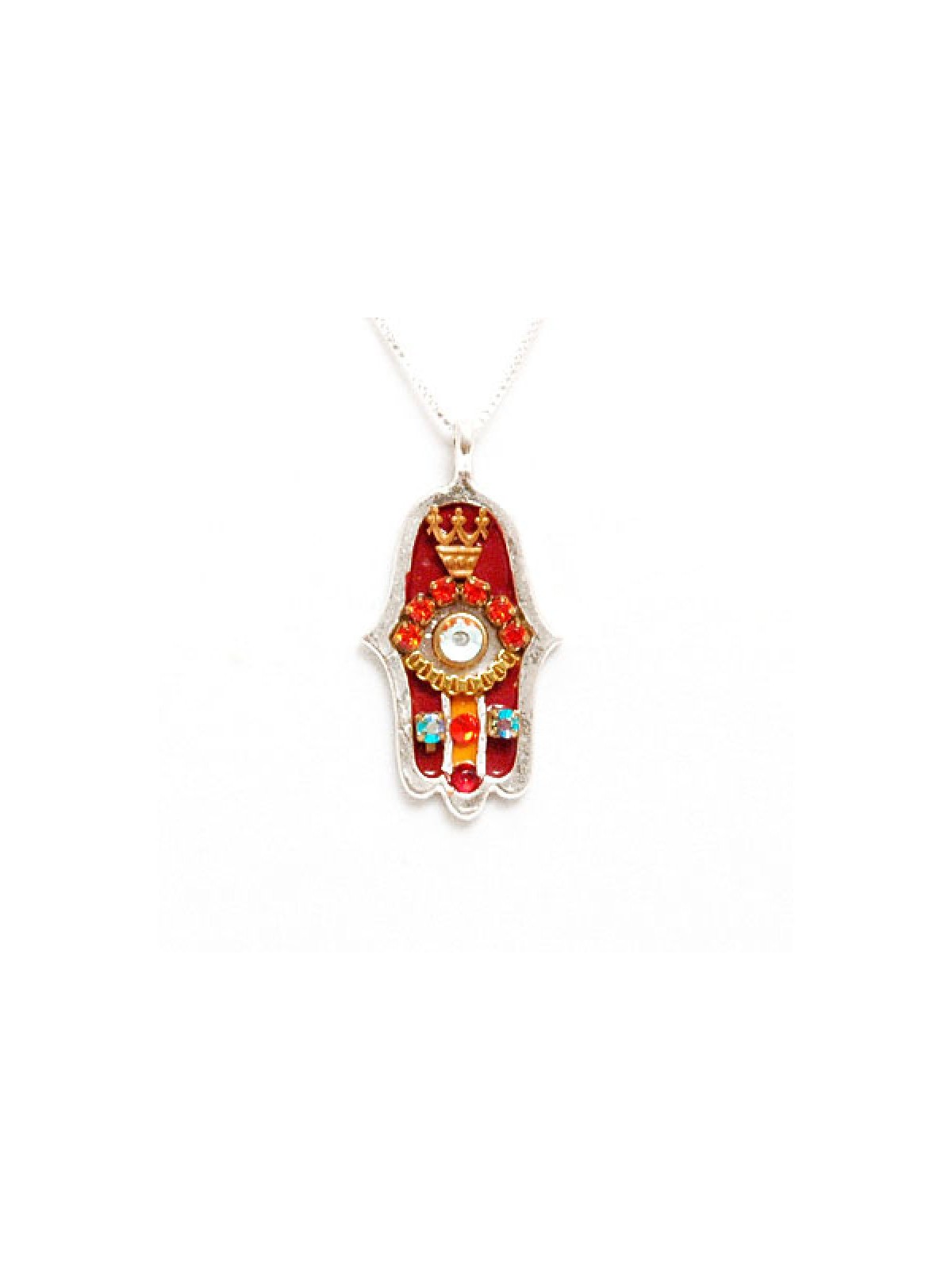 Ruby Red Hamsa Necklace by Ester Shahaf | Hamsa Necklace