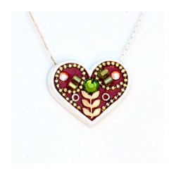 Maroon Heart Necklace in Silver Shahaf | Necklaces by Esther Shahaf