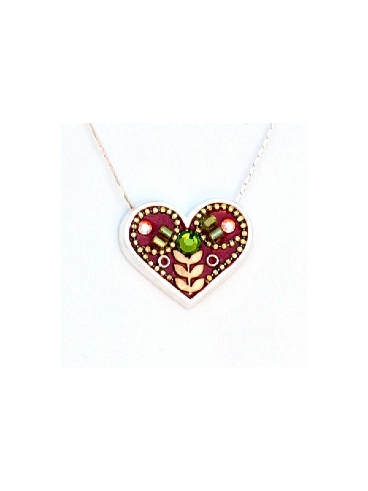 Maroon Heart Necklace in Silver Shahaf | Necklaces by Esther Shahaf