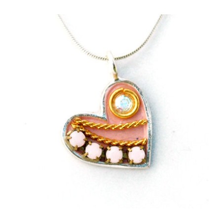 Pink Heart Necklace in Silver by Ester... | Necklaces by Esther Shahaf
