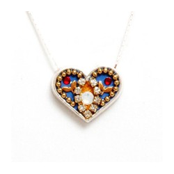 Collier coeur en argent avec fleur par E... | Colliers par Esther Shahaf