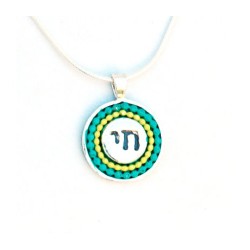 Silver Chai Necklace in Green by Ester ... | Chai Necklaces & Pendants