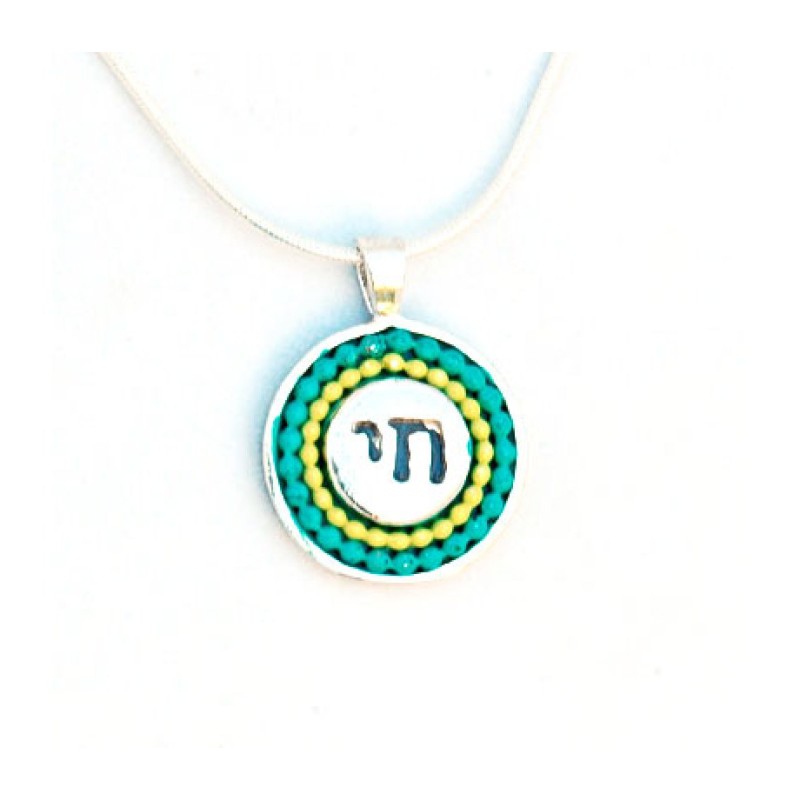 Silver Chai Necklace in Green by Ester ... | Chai Necklaces & Pendants