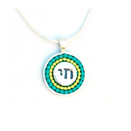Silver Chai Necklace in Green by Ester ... | Chai Necklaces & Pendants
