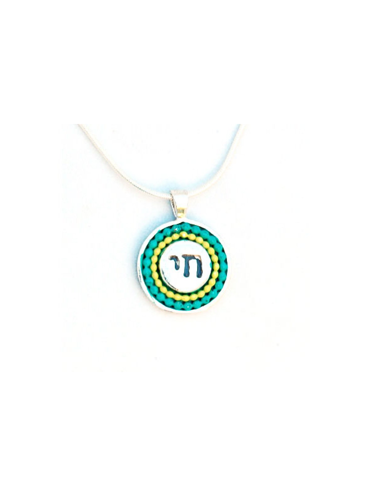 Silver Chai Necklace in Green by Ester ... | Chai Necklaces & Pendants