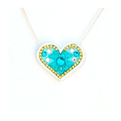 Silver Heart Necklace in Turquoise by ... | Necklaces by Esther Shahaf