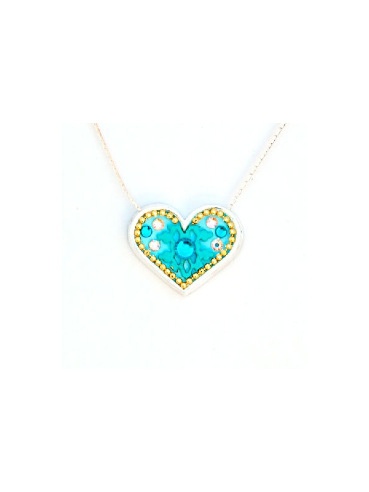Silver Heart Necklace in Turquoise by ... | Necklaces by Esther Shahaf