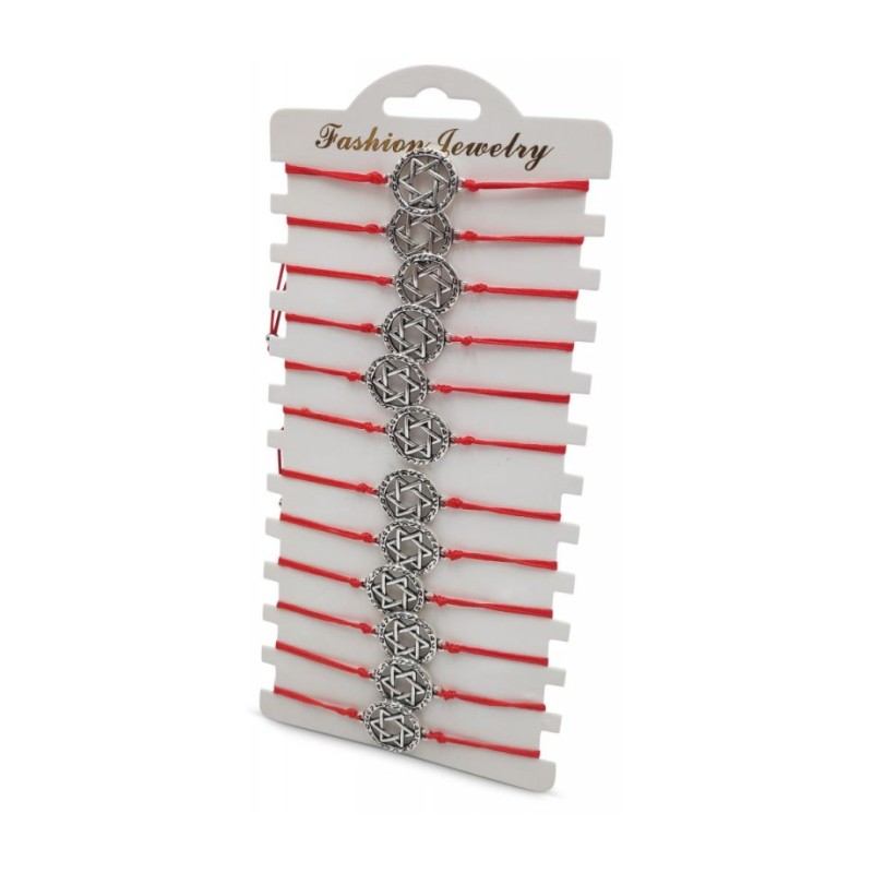 Good Luck Red Cord Bracelets with Disc of Silver H... | Bracelet Packs