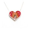 Silver Heart Necklace in Pink and Red ... | Necklaces by Esther Shahaf