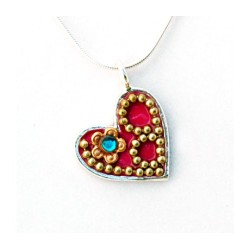 Red Heart in Silver by Ester Shahaf | Necklaces by Esther Shahaf