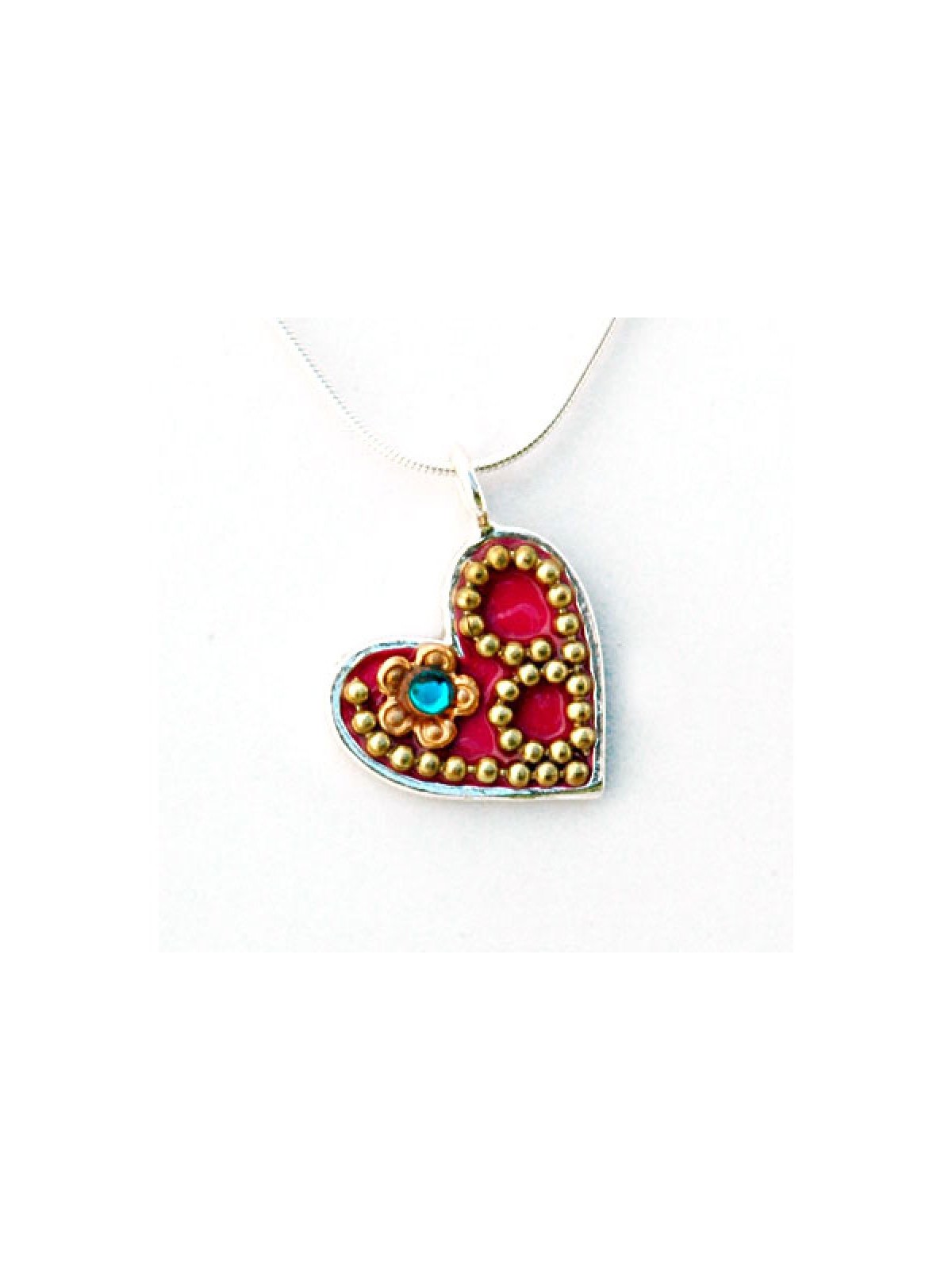 Red Heart in Silver by Ester Shahaf | Necklaces by Esther Shahaf
