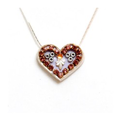 Silver Heart Necklace in Smoked Purple... | Necklaces by Esther Shahaf