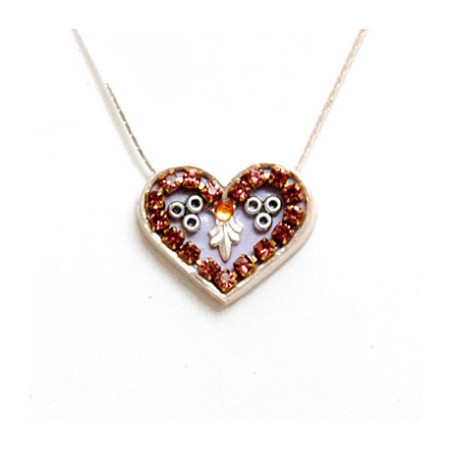 Silver Heart Necklace in Smoked Purple... | Necklaces by Esther Shahaf