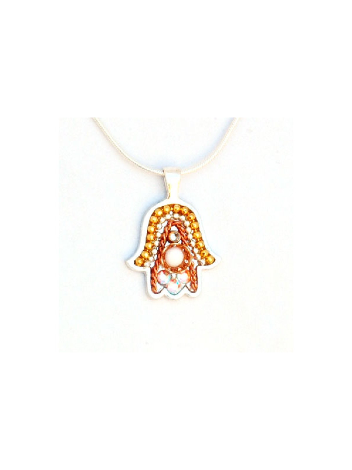 Shades of Copper and Gold Hamsa Necklace by Ester ... | Hamsa Necklace