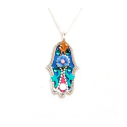 Flower Power Silver Hamsa Necklace by Ester Shahaf | Hamsa Necklace