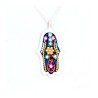 Silver Hamsa Necklace by Ester Shahaf in Blue and Red | Hamsa Necklace
