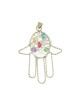 Silver Hamsa Pendant with multicolor stones | Hamsa Necklace
