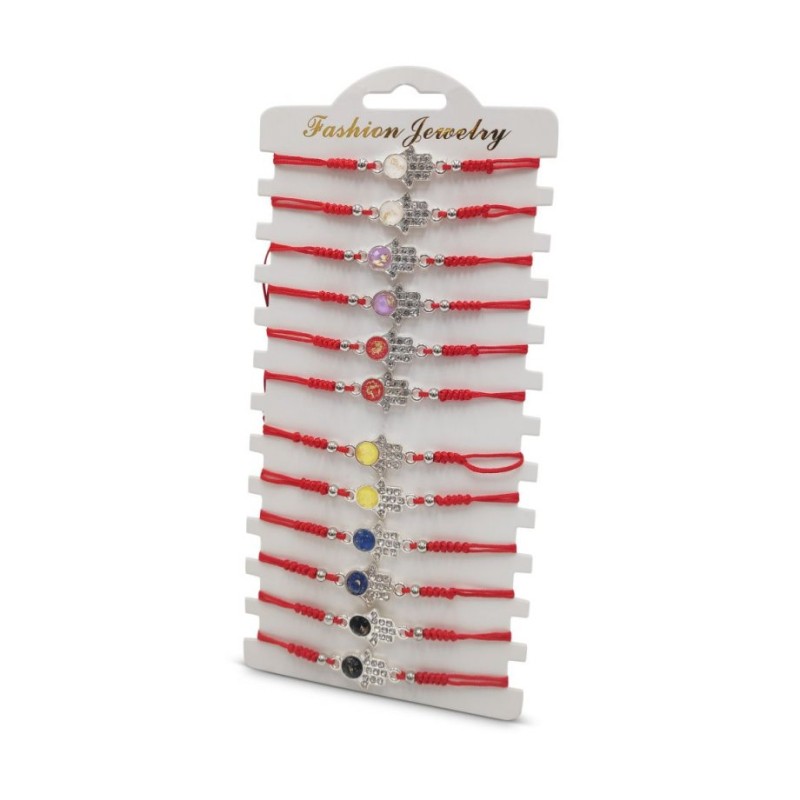 Good Luck Red Cord Bracelets Decorative Silver Ham... | Bracelet Packs
