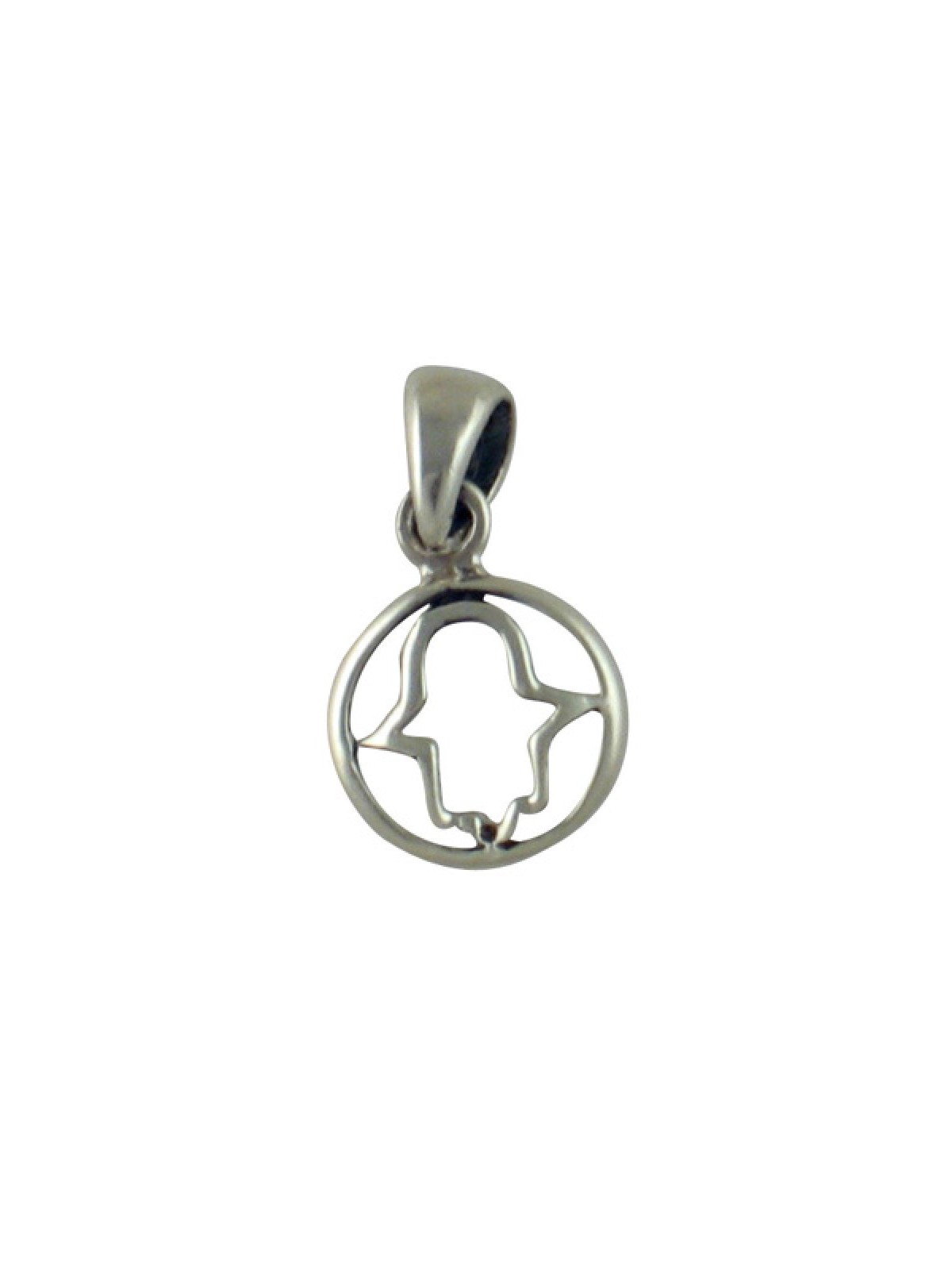 Sterling Silver Circle Hamsa Pendant | Hamsa Necklace