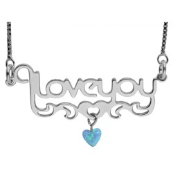 Sterling Silver I Love You Necklace with Opa... | Personalized Jewelry