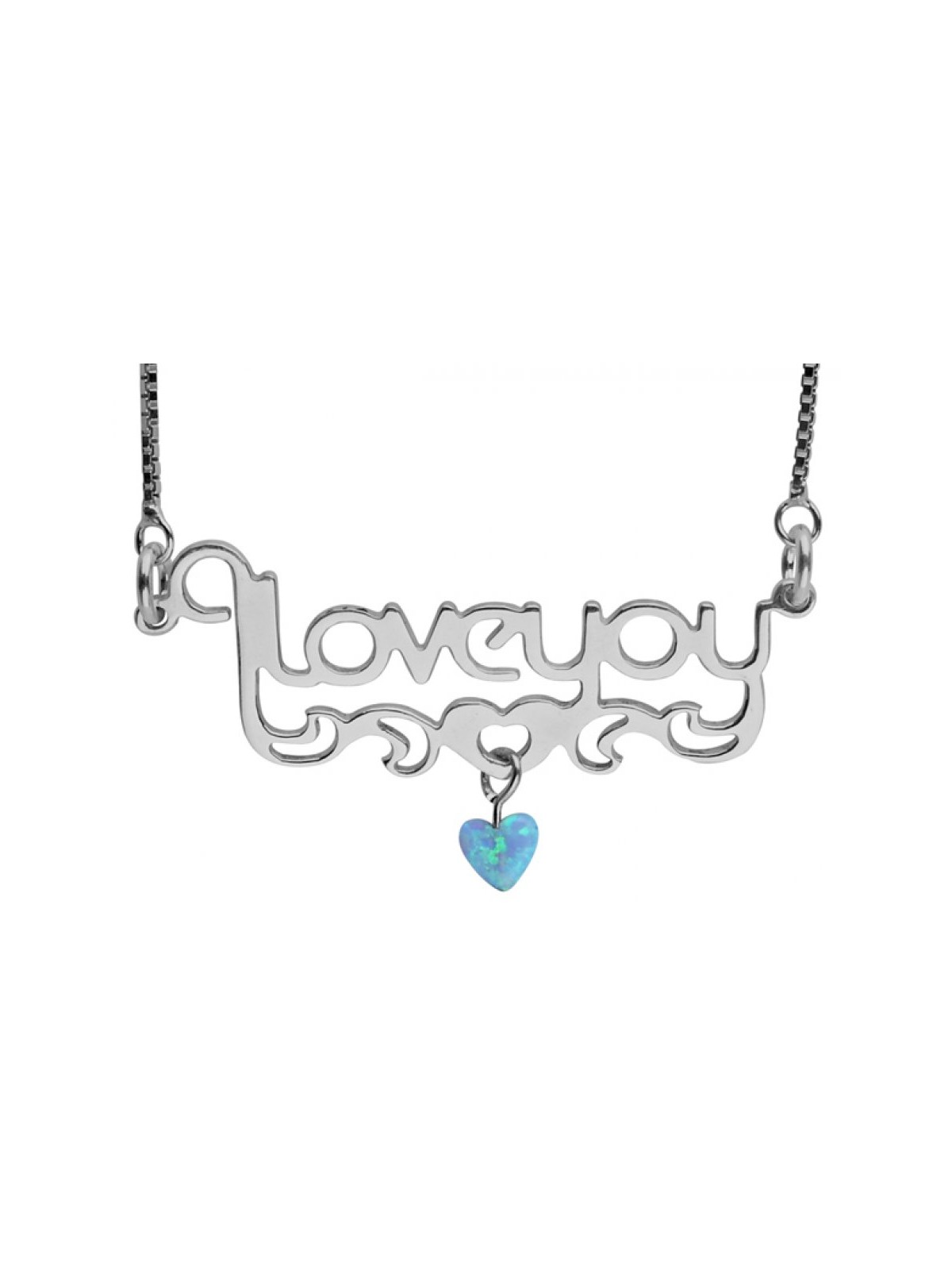 Sterling Silver I Love You Necklace with Opa... | Personalized Jewelry