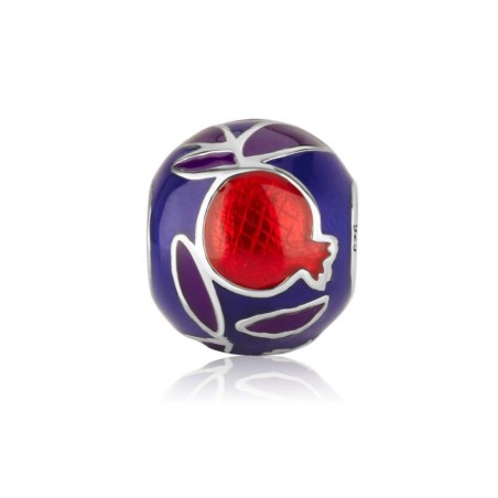 Sterling Silver Bracelet Charm Enamel Red Pomegran... | Judaica Charms