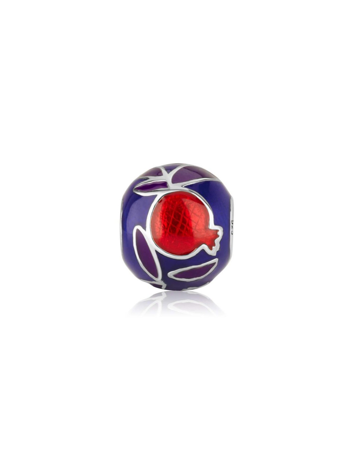 Sterling Silver Bracelet Charm Enamel Red Pomegran... | Judaica Charms