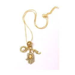Amaro Handmade Golden Hamsa Seahorse Necklace from... | Hamsa Necklace