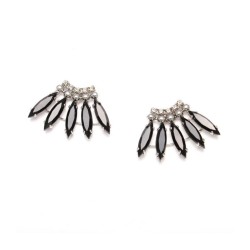 Amaro Rhodium Plated Silver and Black Spike Earrings Pea... | Earrings